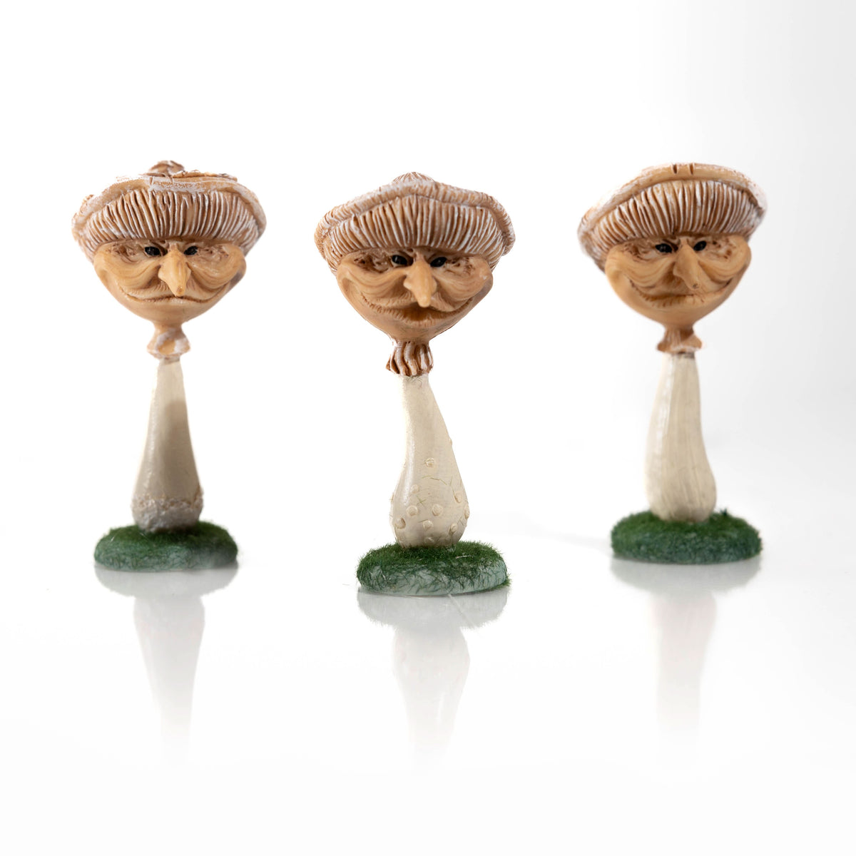Lot de 3 ornements miniatures en forme de champignons de jardin