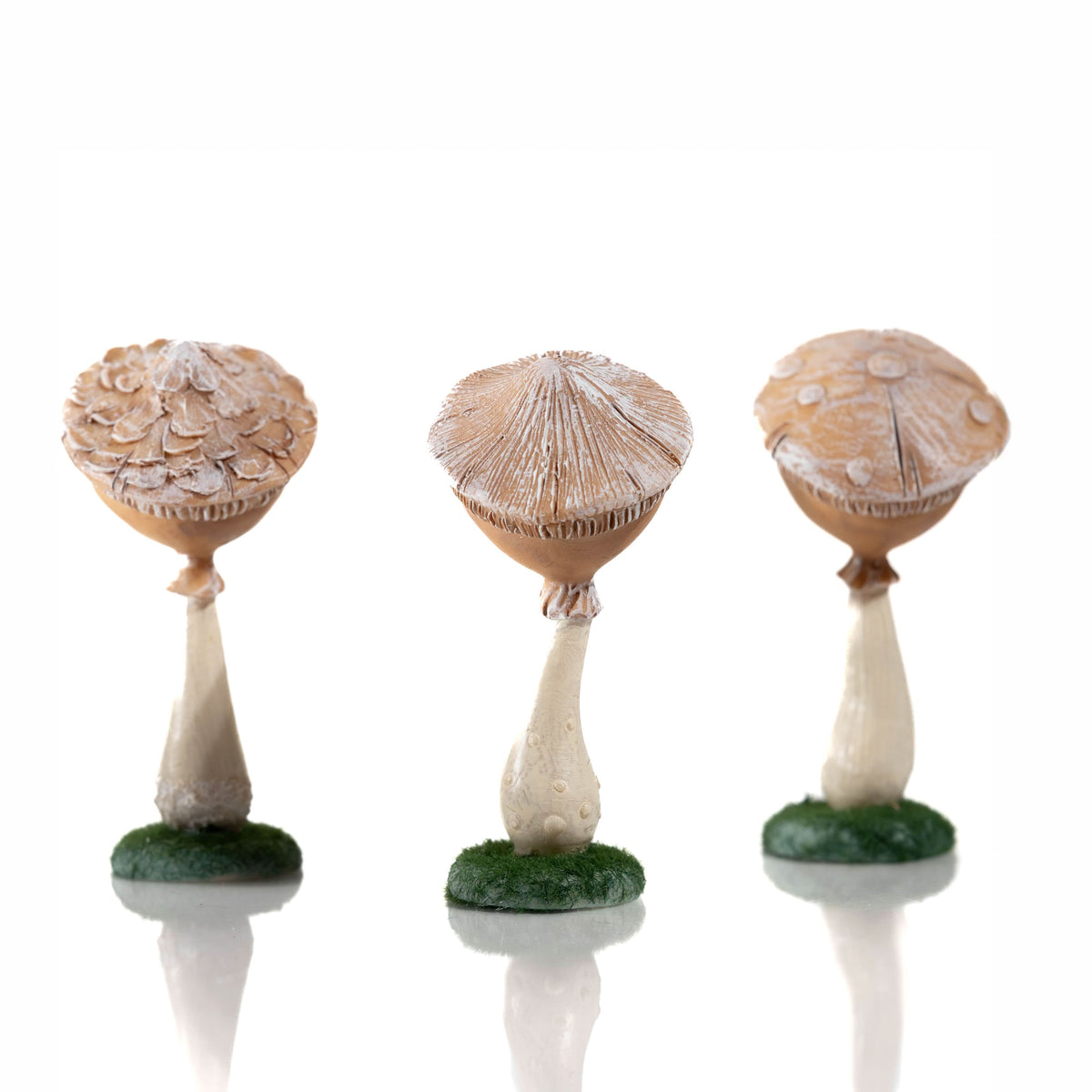 Lot de 3 ornements miniatures en forme de champignons de jardin