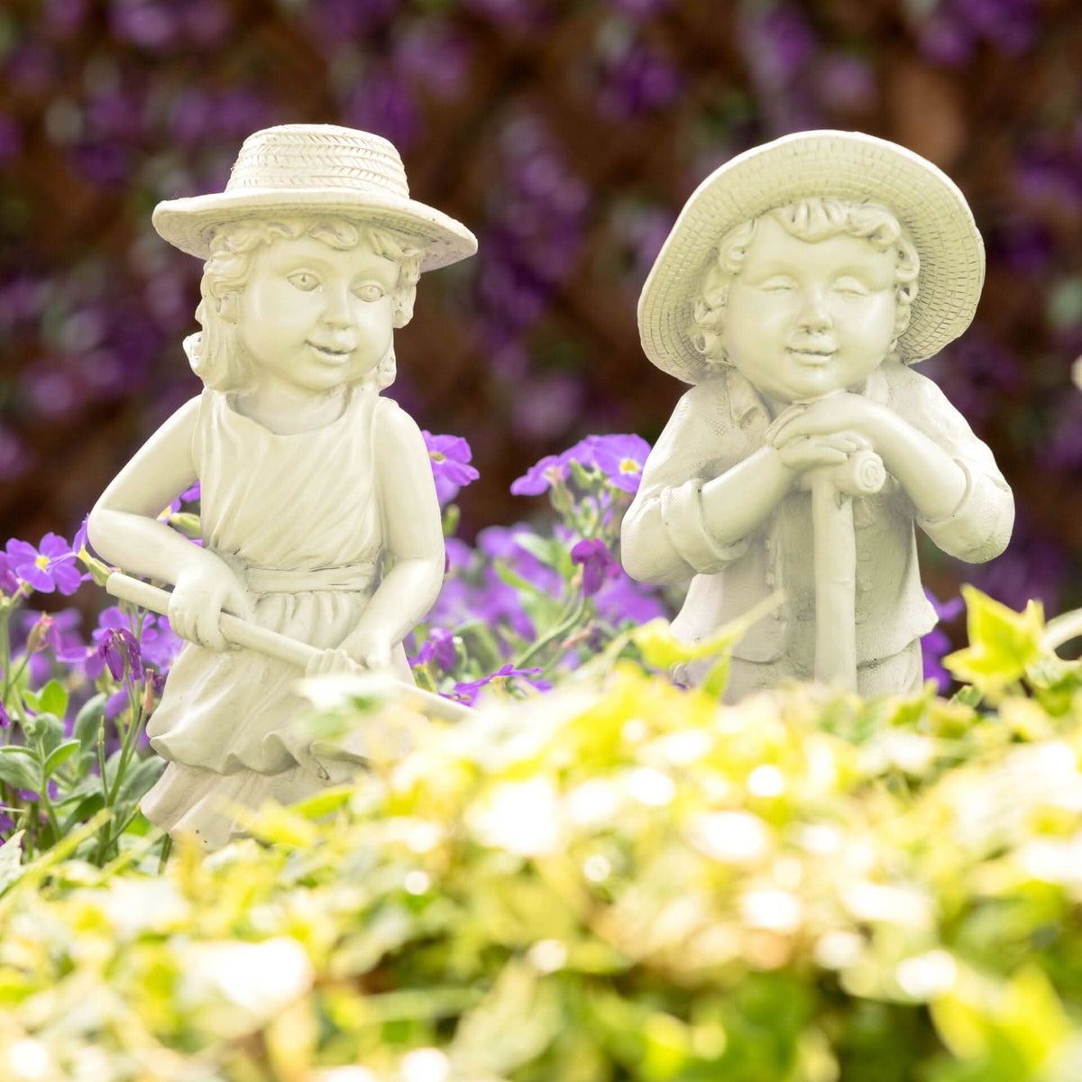 Ensemble de 2 statues de jardinage pour enfants