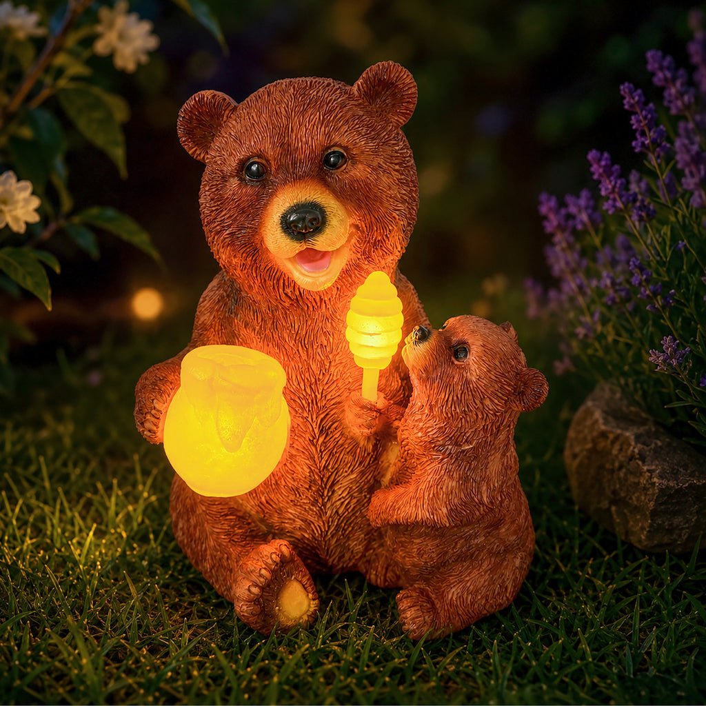 Ourson de jardin décoratif solaire avec éclairage LED