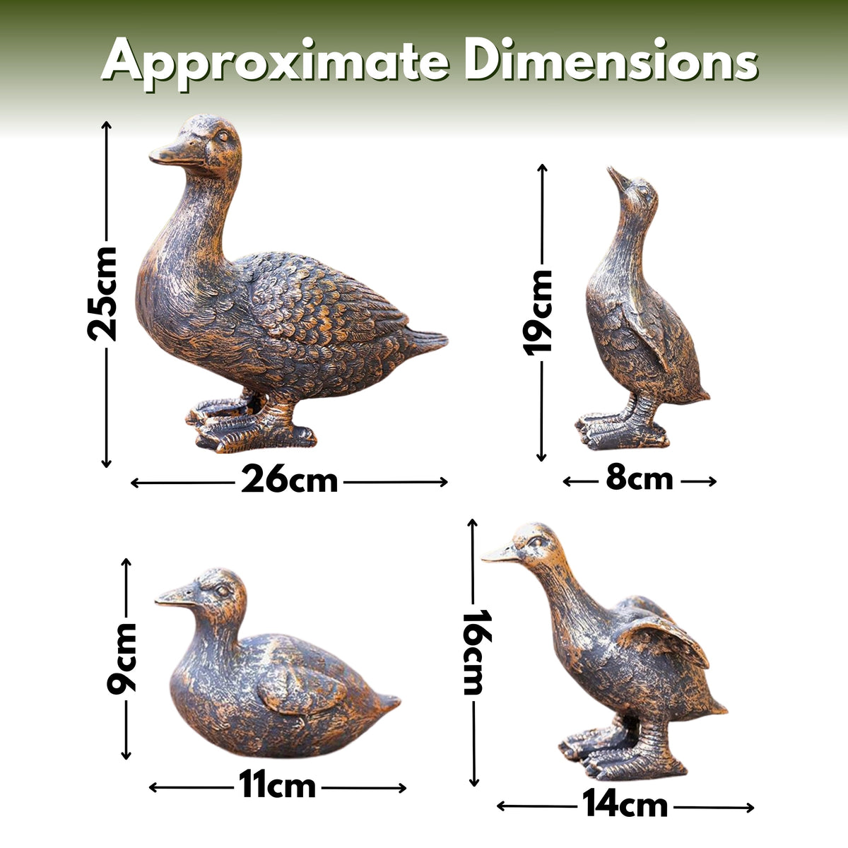 Lot de 4 figurines décoratives en résine représentant une famille de canards pour le jardin