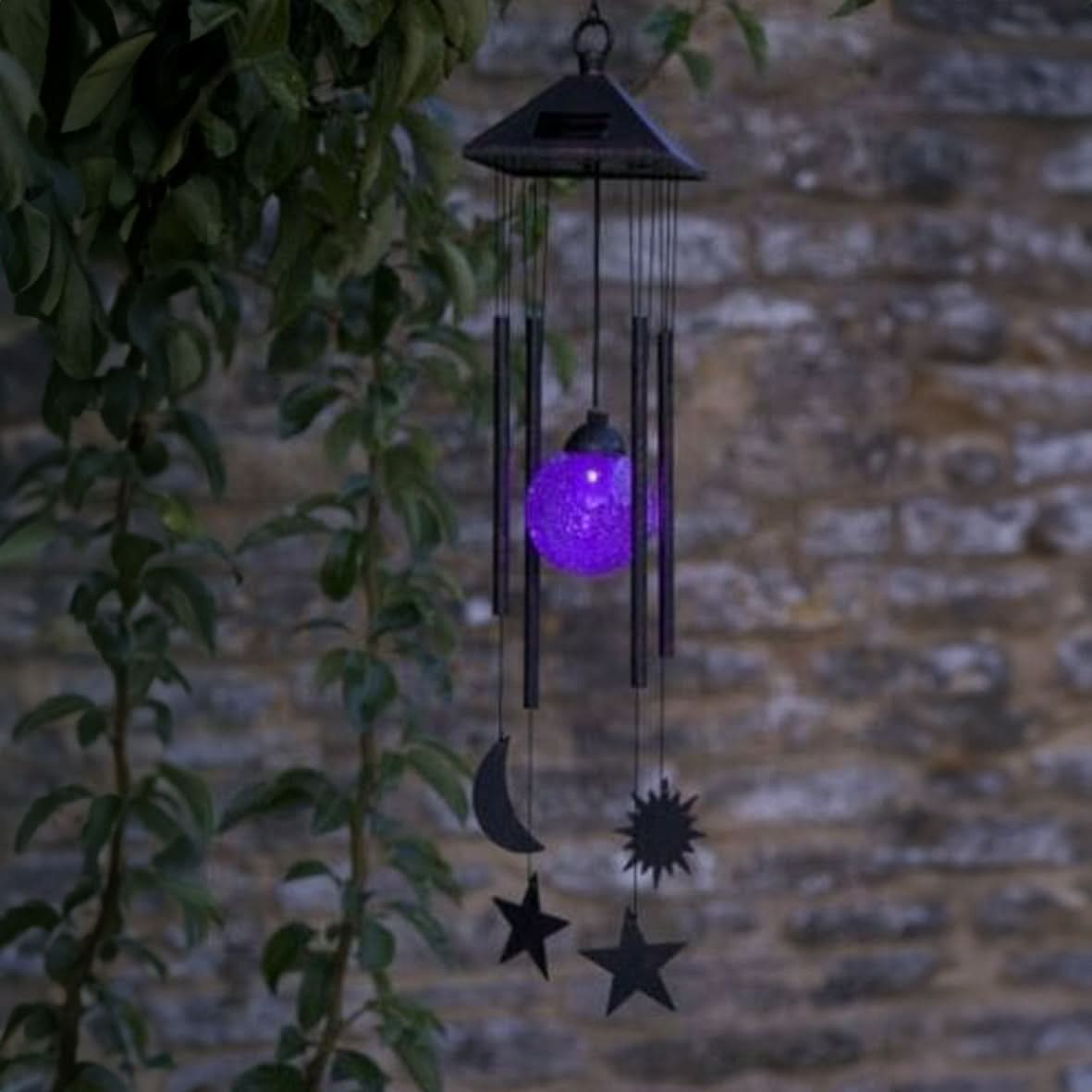 Carillons éoliens Soleil, Lune et Étoiles avec lumières LED
