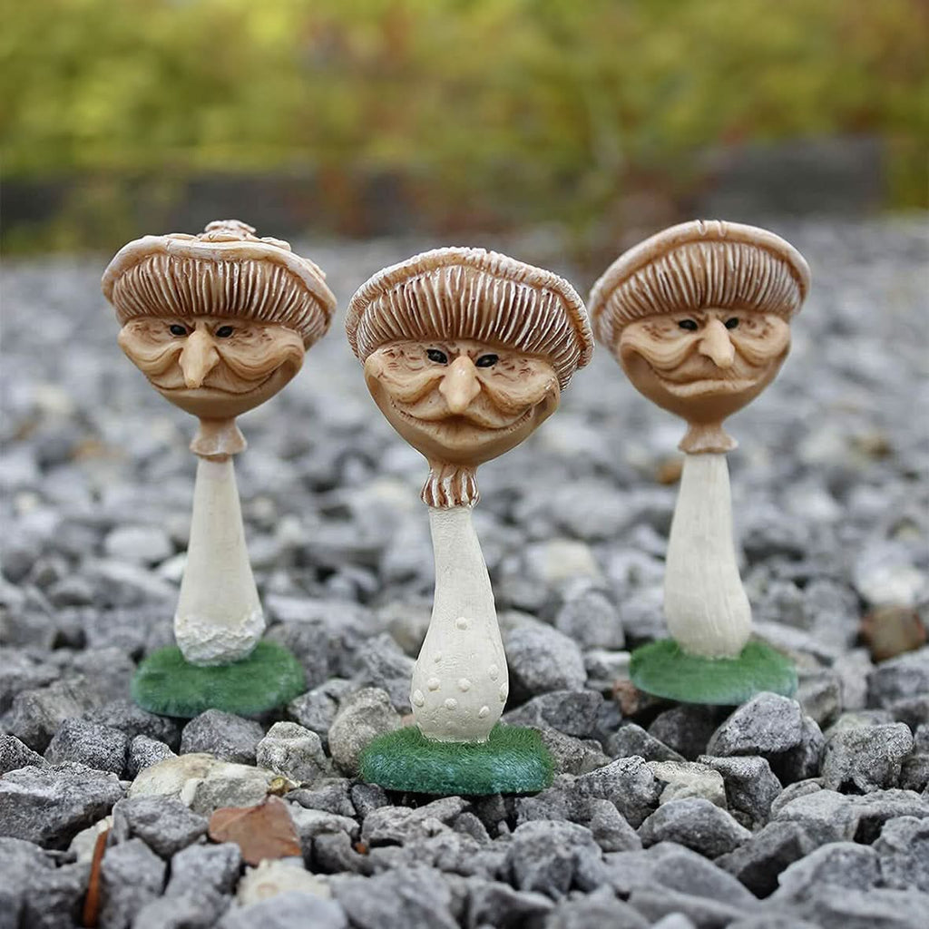 Lot de 3 ornements miniatures en forme de champignons de jardin
