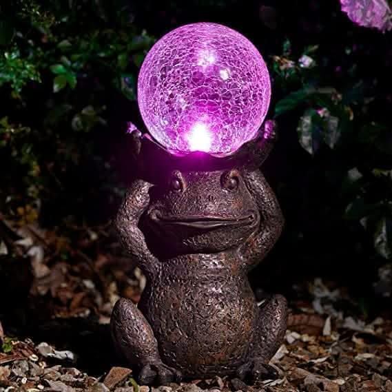 Statue de grenouille décorative solaire à LED pour jardin