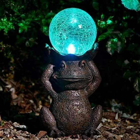 Statue de grenouille décorative solaire à LED pour jardin
