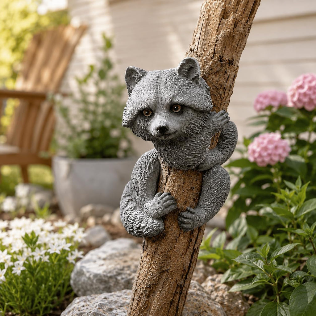 Décoration de jardin raton laveur, suspendue à un arbre