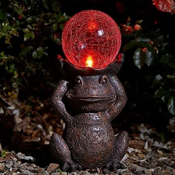 Statue de grenouille décorative solaire à LED pour jardin
