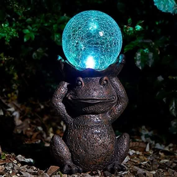 Statue de grenouille décorative solaire à LED pour jardin