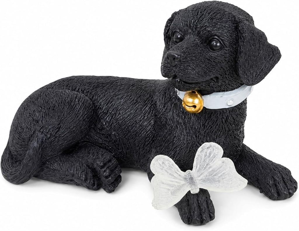 Statue de chiot avec lumière solaire papillon