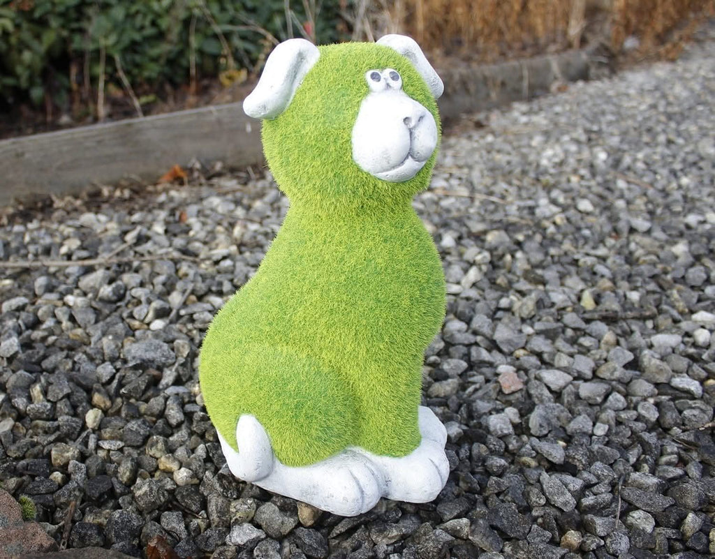 Ornement de jardin Chien en pierre effet herbe