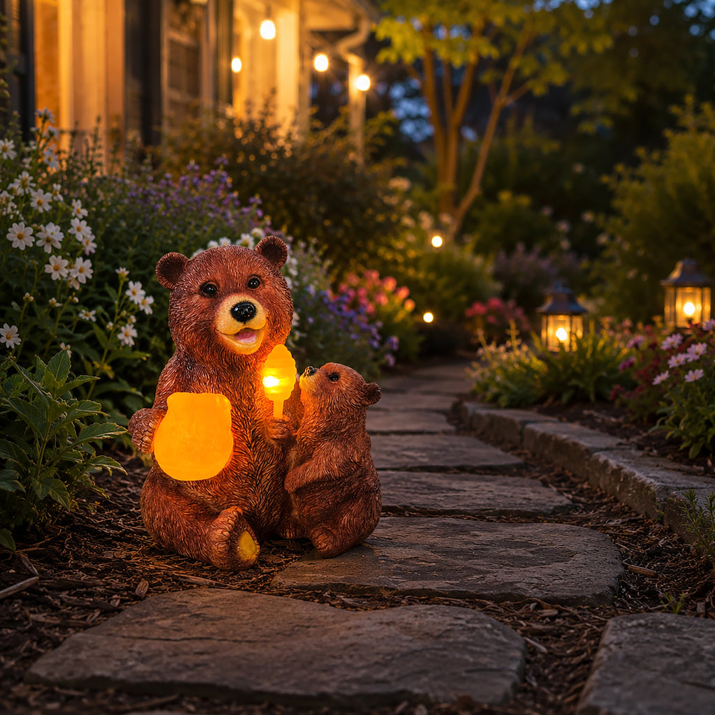 Ourson de jardin décoratif solaire avec éclairage LED
