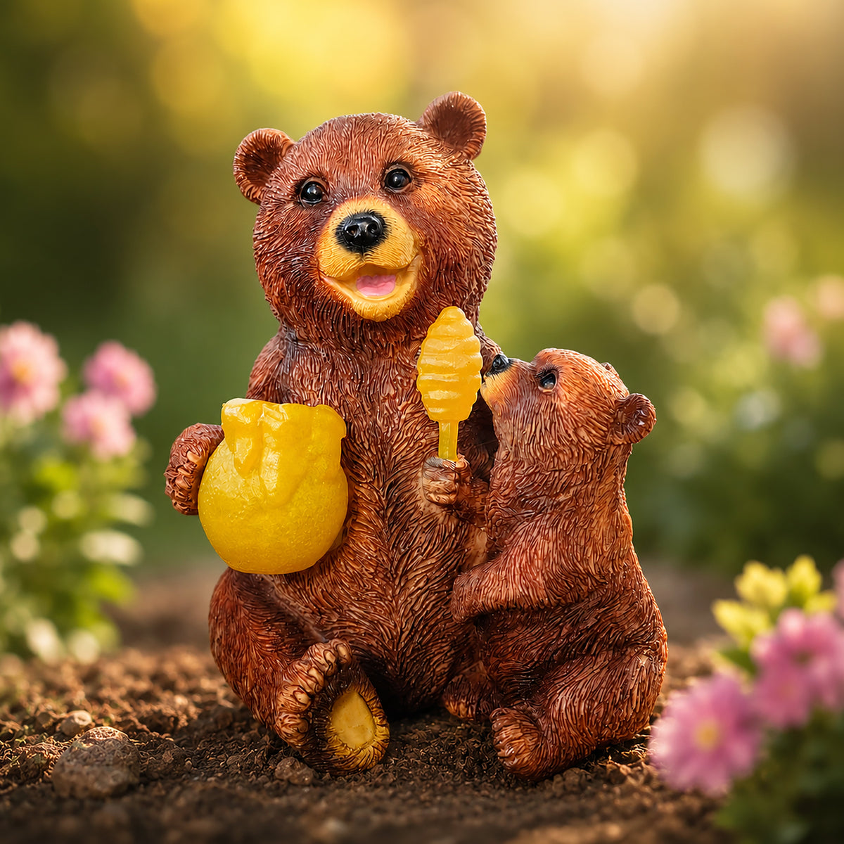 Ourson de jardin décoratif solaire avec éclairage LED
