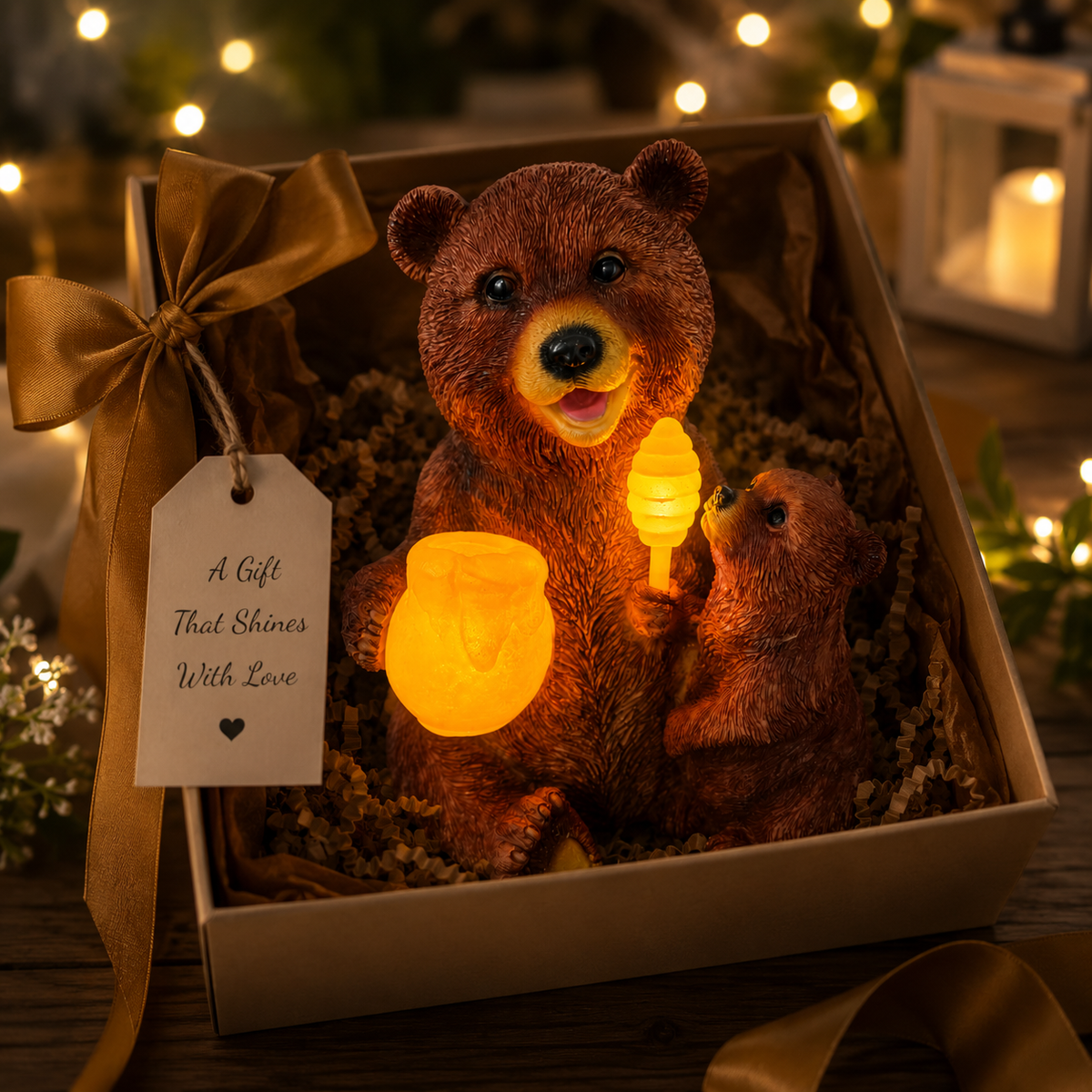 Ourson de jardin décoratif solaire avec éclairage LED