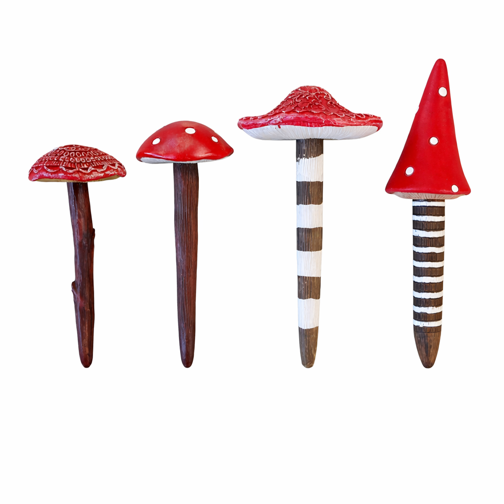 Lot de 4 ornements de jardin miniatures en forme de champignons