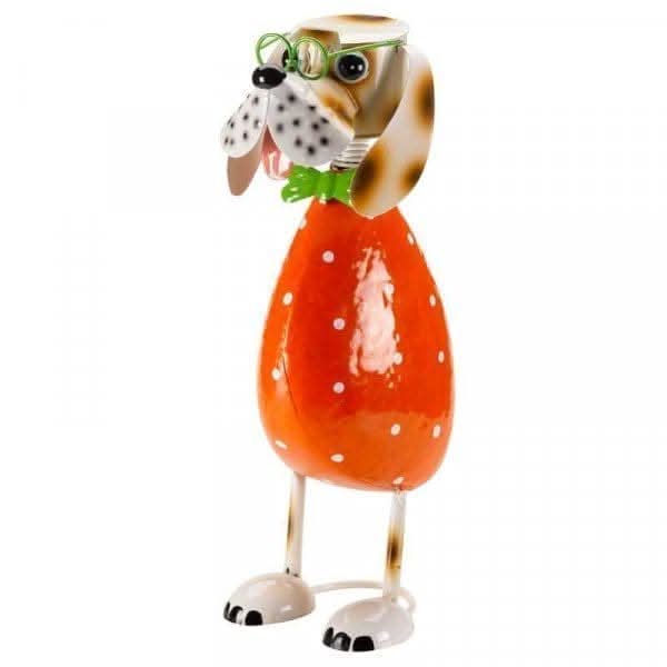 Personnage de jardin en métal - Chien disquette