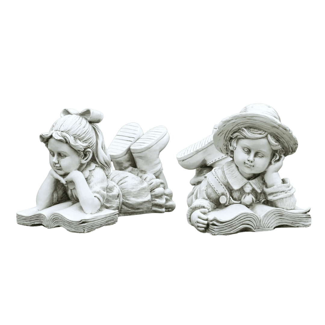 Ornements de jardin garçons et filles Statues de pelouse Figurines moulées à la main