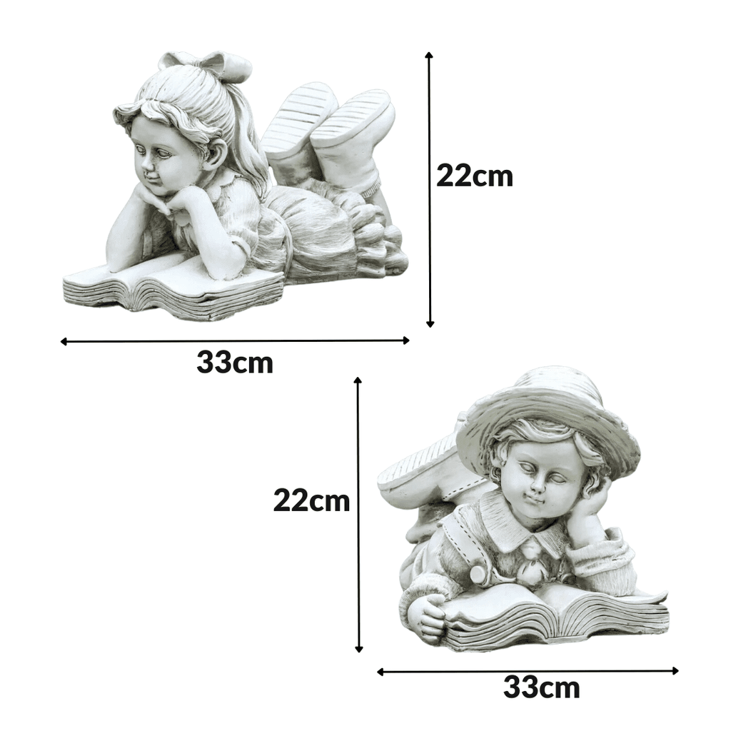 Ornements de jardin garçons et filles Statues de pelouse Figurines moulées à la main