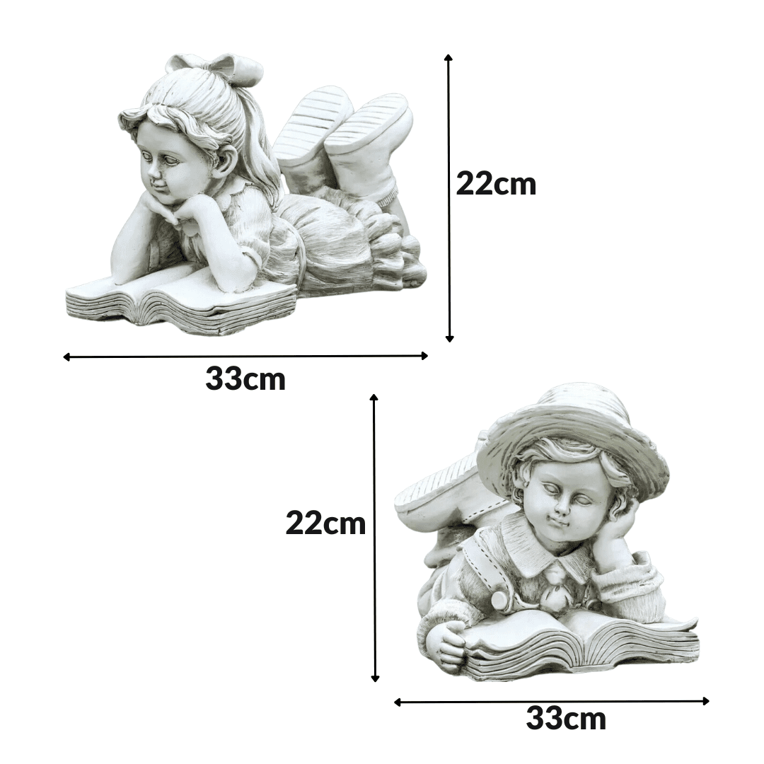 Ornements de jardin garçons et filles Statues de pelouse Figurines moulées à la main