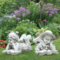 Ornements de jardin garçons et filles Statues de pelouse Figurines moulées à la main