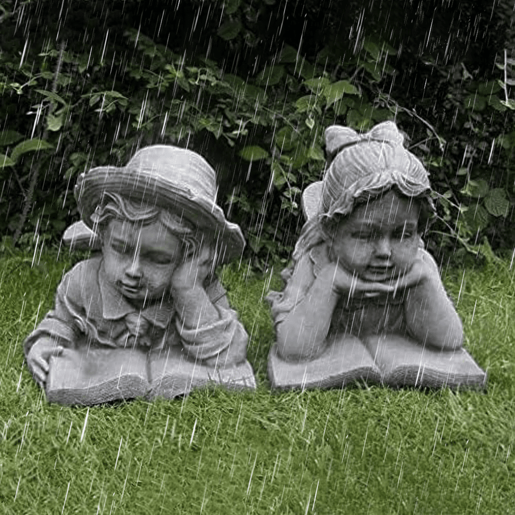 Ornements de jardin garçons et filles Statues de pelouse Figurines moulées à la main