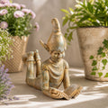 Grande Décoration de Jardin Elfe Liseur en Résine