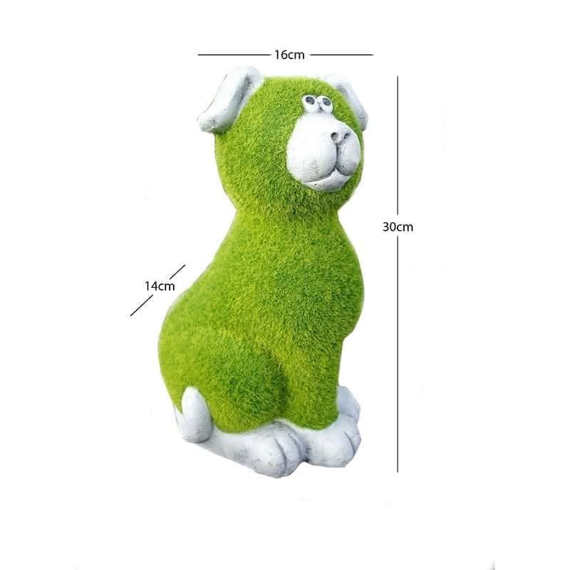 Ornement de jardin Chien en pierre effet herbe