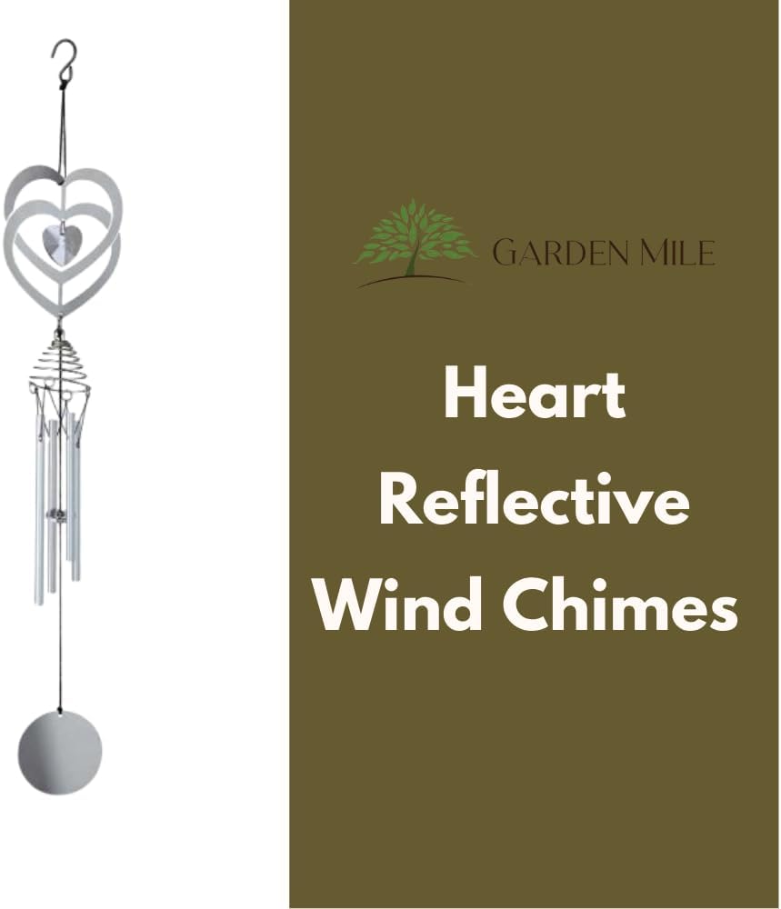 Carillon éolien Cœur d'Amour avec Ornement de Jardin Suspendu en Cristal