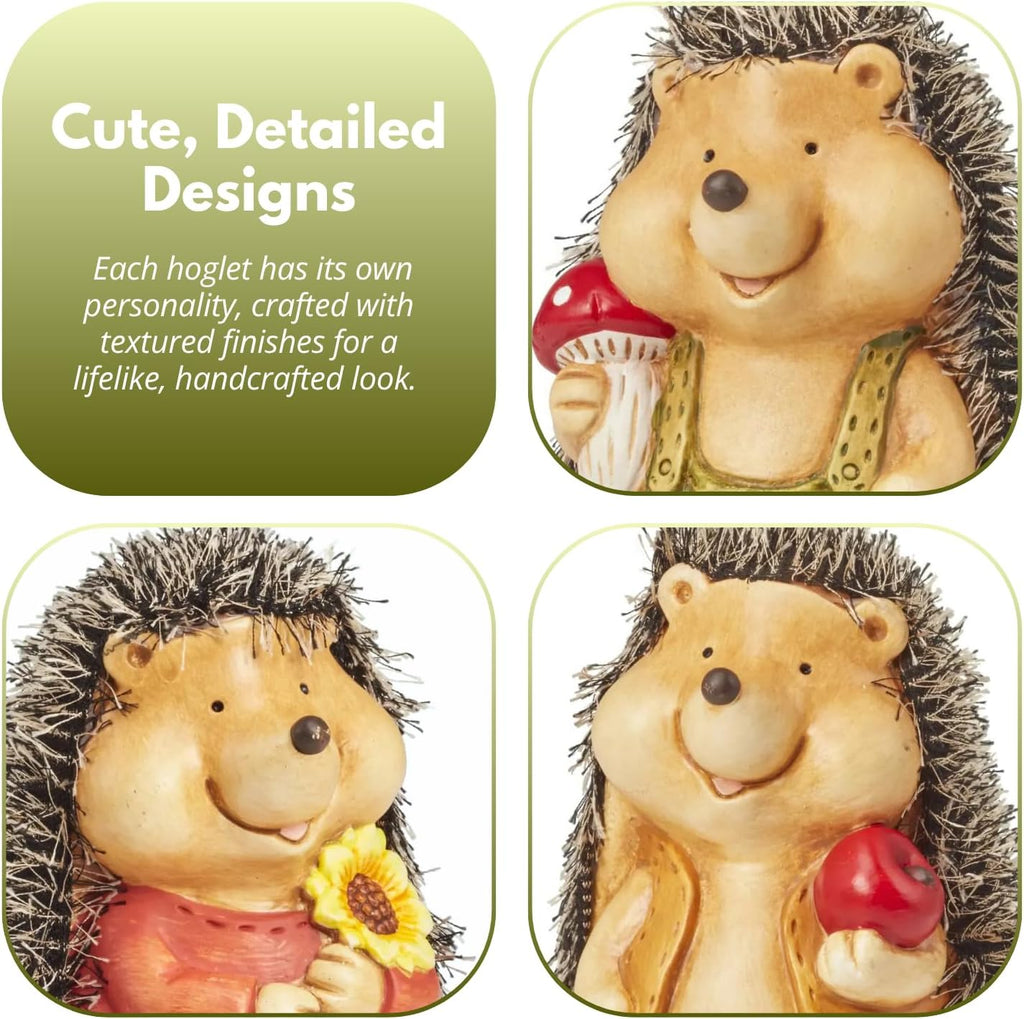Lot de 3 décorations de jardin bébé hérisson figurines d'animaux en résine étanches
