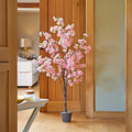 Cerisier artificiel en fleurs 140cm Rose en pot