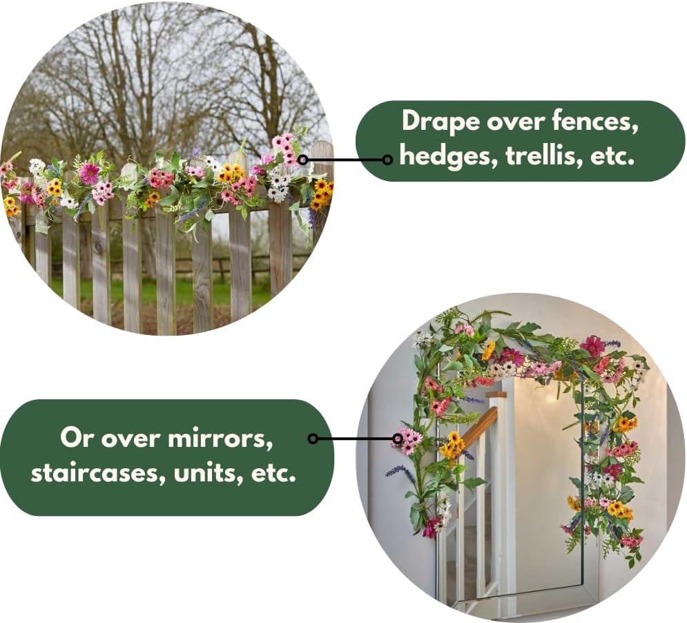 Guirlande de fleurs artificielles, résistante aux UV, décoration extérieure, 1,80 m