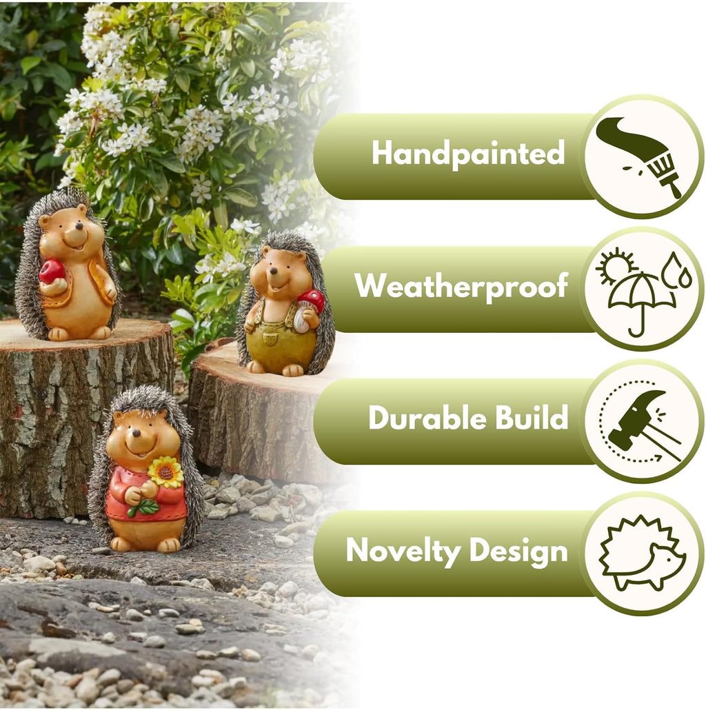 Lot de 3 décorations de jardin bébé hérisson figurines d'animaux en résine étanches