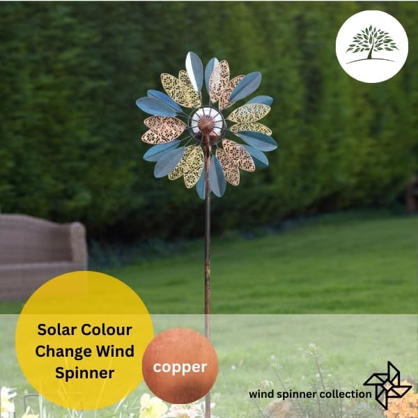 Moulin à vent solaire avec lumière LED Ornement de jardin cinétique