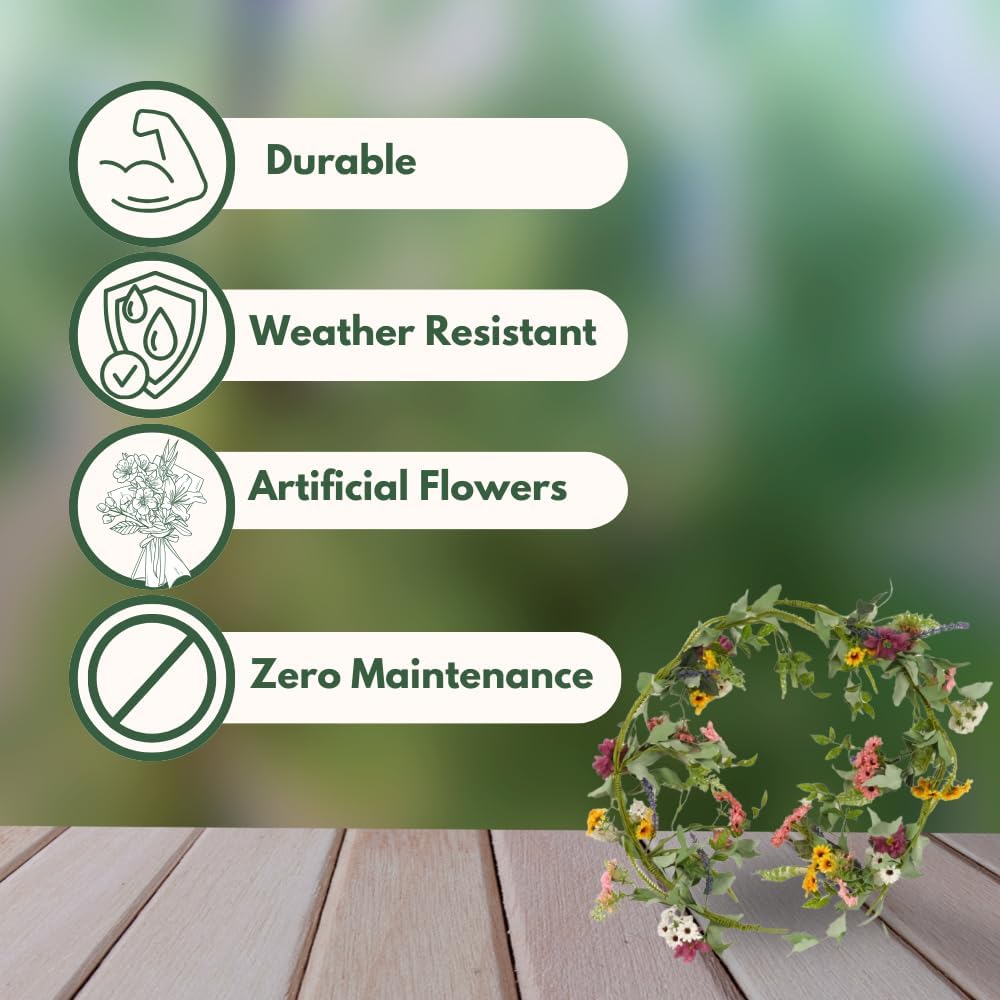Guirlande de fleurs artificielles, résistante aux UV, décoration extérieure, 1,80 m
