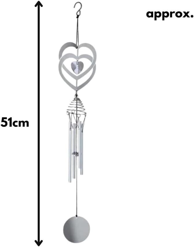 Carillon éolien Cœur d'Amour avec Ornement de Jardin Suspendu en Cristal