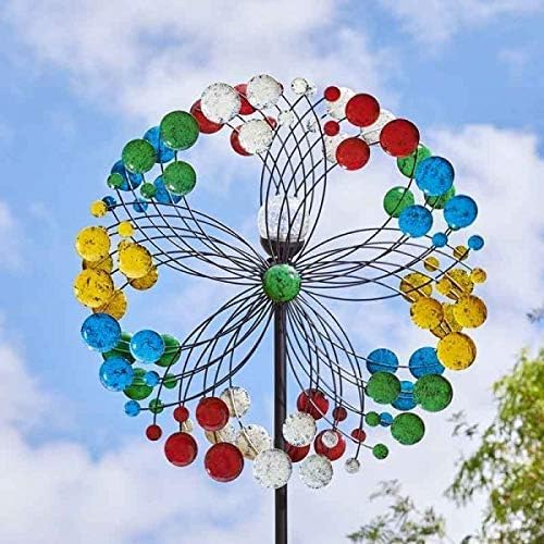 Éolienne de jardin de 2 m avec DEL à changement de couleur