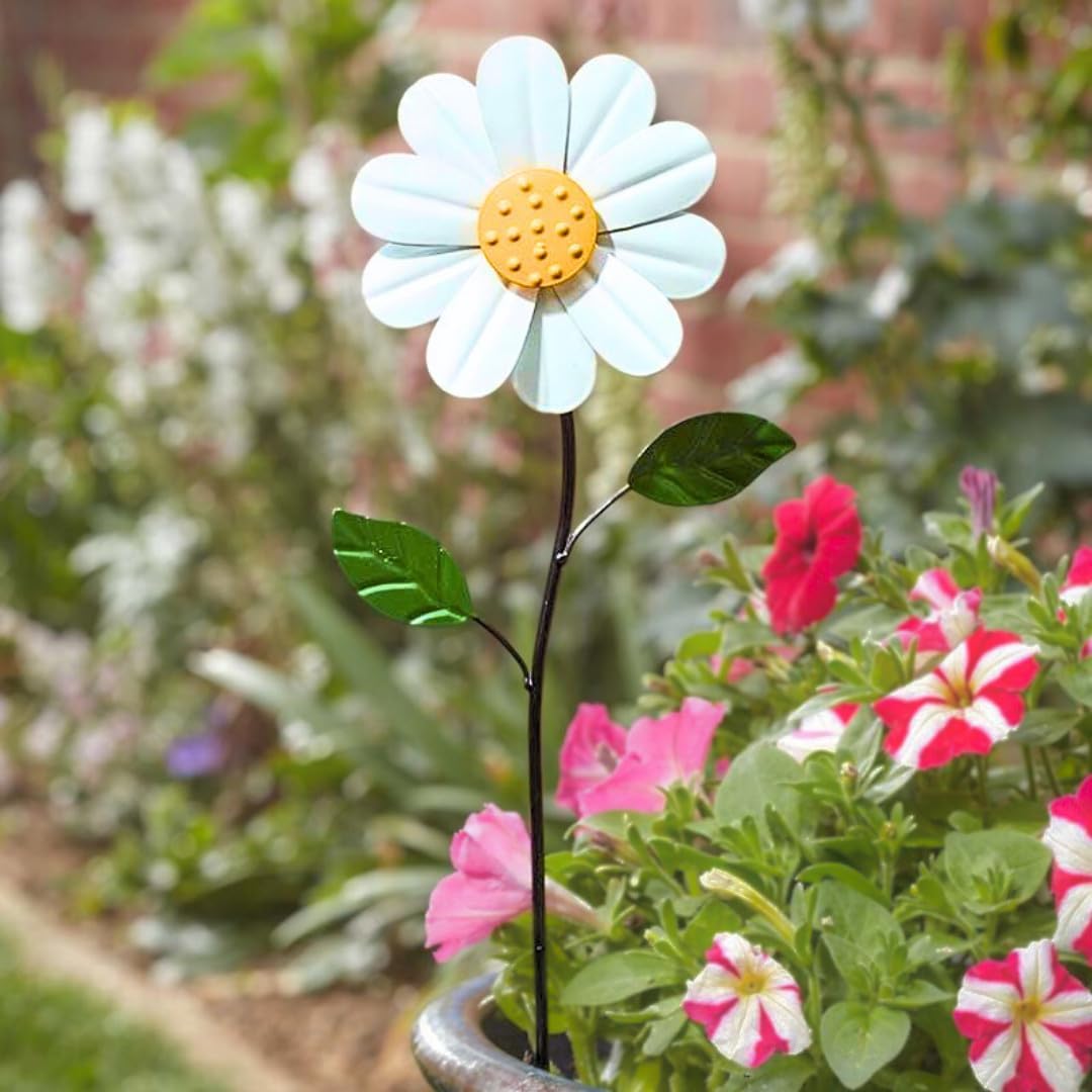 Piquet de jardin décoratif éolien Marguerites 45 cm