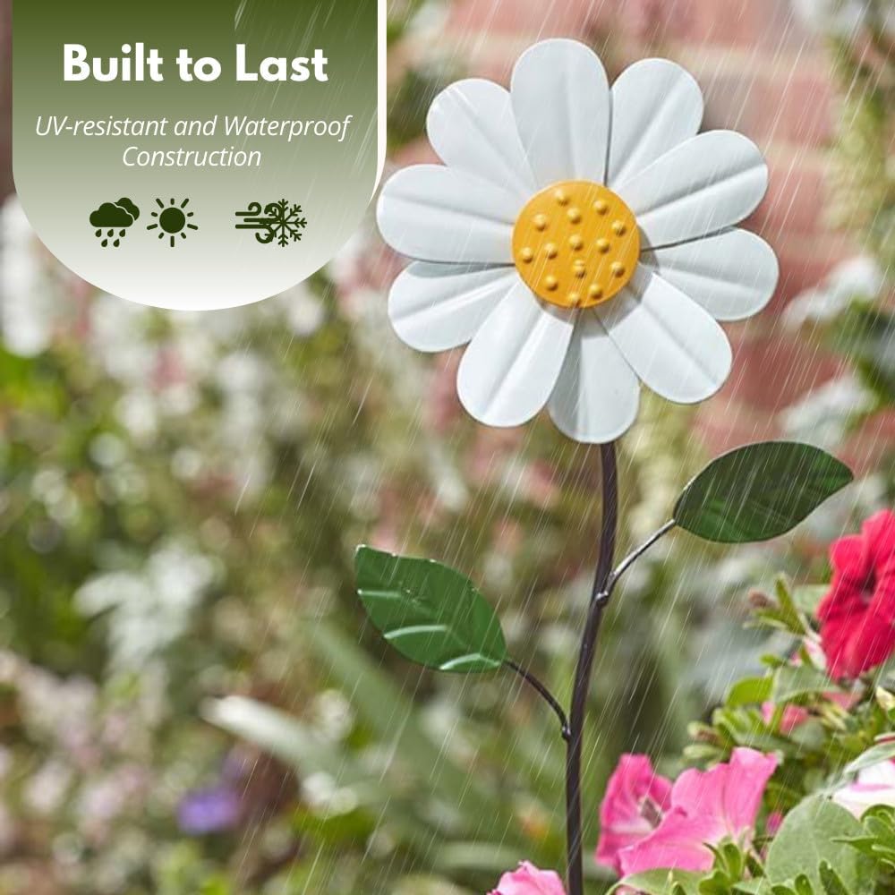 Piquet de jardin décoratif éolien Marguerites 45 cm