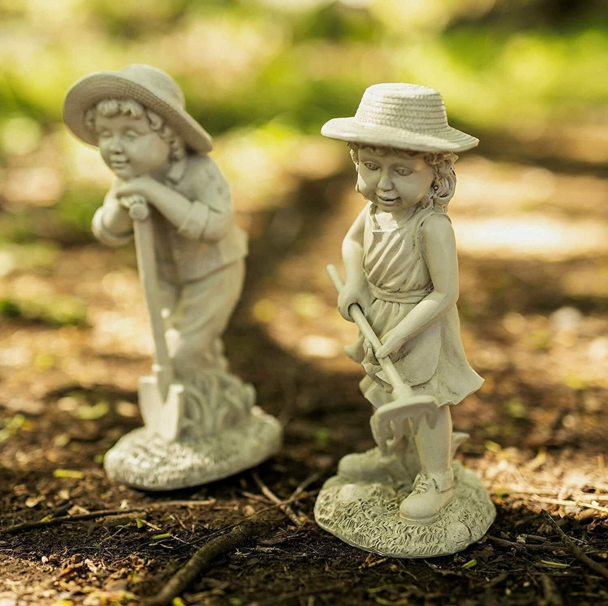 Ensemble de 2 statues de jardinage pour enfants