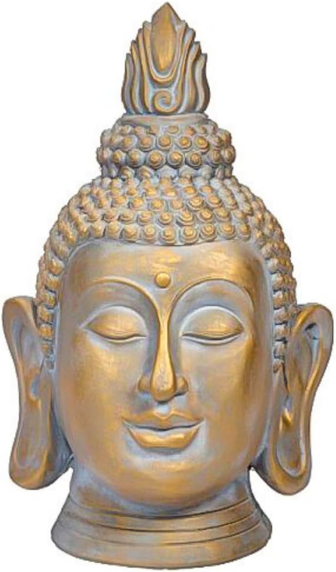 Statue de Bouddha de Jardin 50cm Ornement Tête de Bouddha en Résine