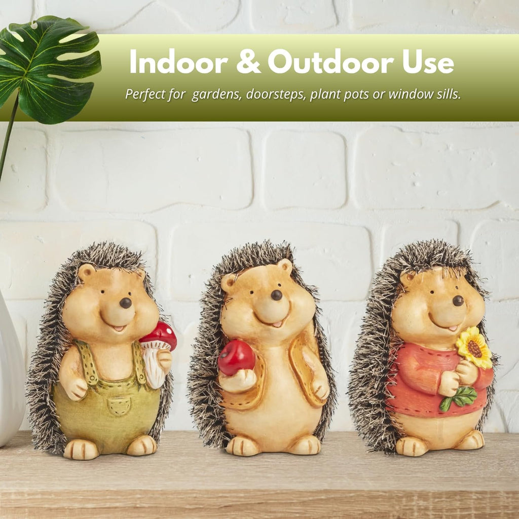 Lot de 3 décorations de jardin bébé hérisson figurines d'animaux en résine étanches