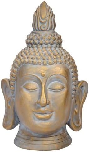 Statue de Bouddha de Jardin 50cm Ornement Tête de Bouddha en Résine