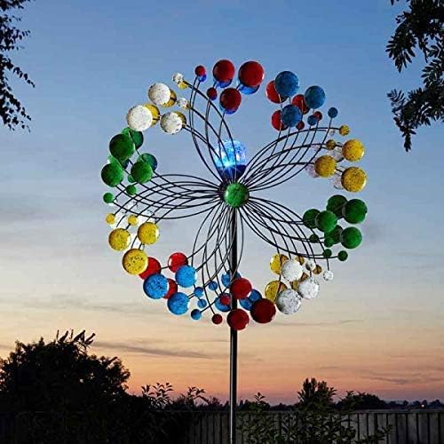 Éolienne de jardin de 2 m avec DEL à changement de couleur