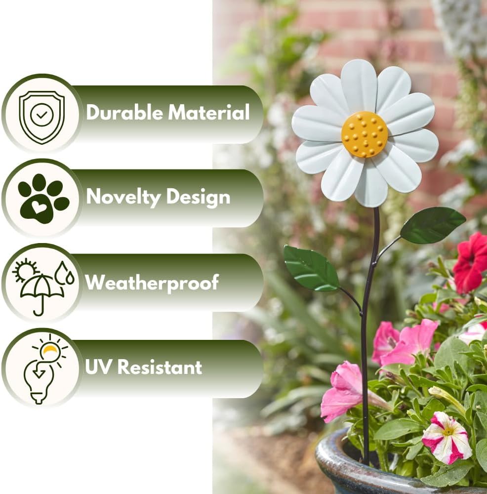 Piquet de jardin décoratif éolien Marguerites 45 cm