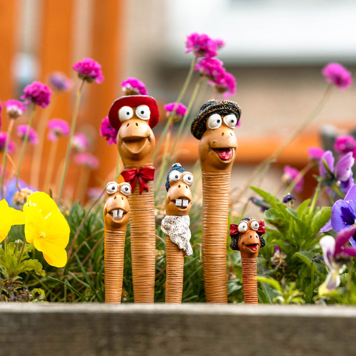 Mini ornements de jardin en forme de ver de terre, lot de 5, figurines en résine pour pots de plantes