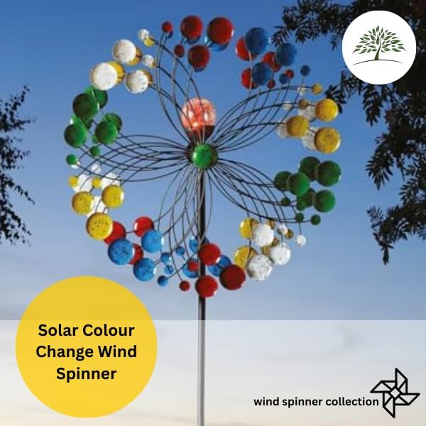 Éolienne de jardin de 2 m avec DEL à changement de couleur