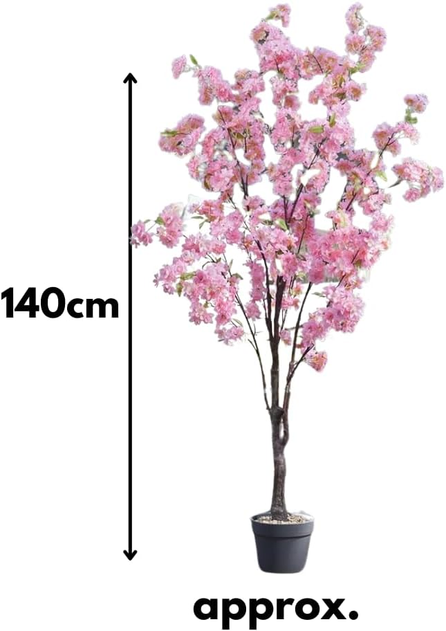 Cerisier artificiel en fleurs 140cm Rose en pot