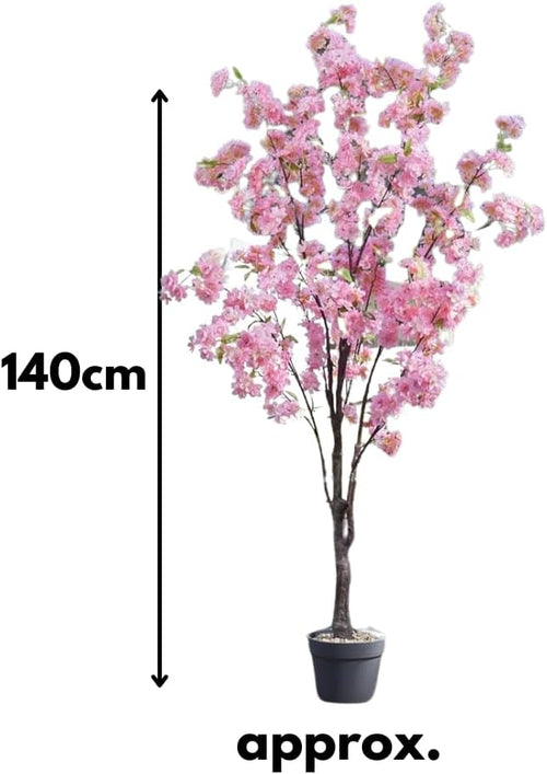 Cerisier artificiel en fleurs 140cm Rose en pot