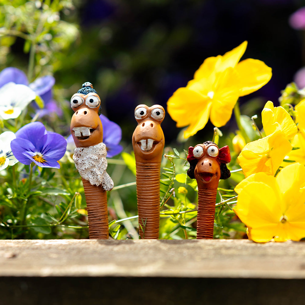 Mini ornements de jardin en forme de ver de terre, lot de 5, figurines en résine pour pots de plantes