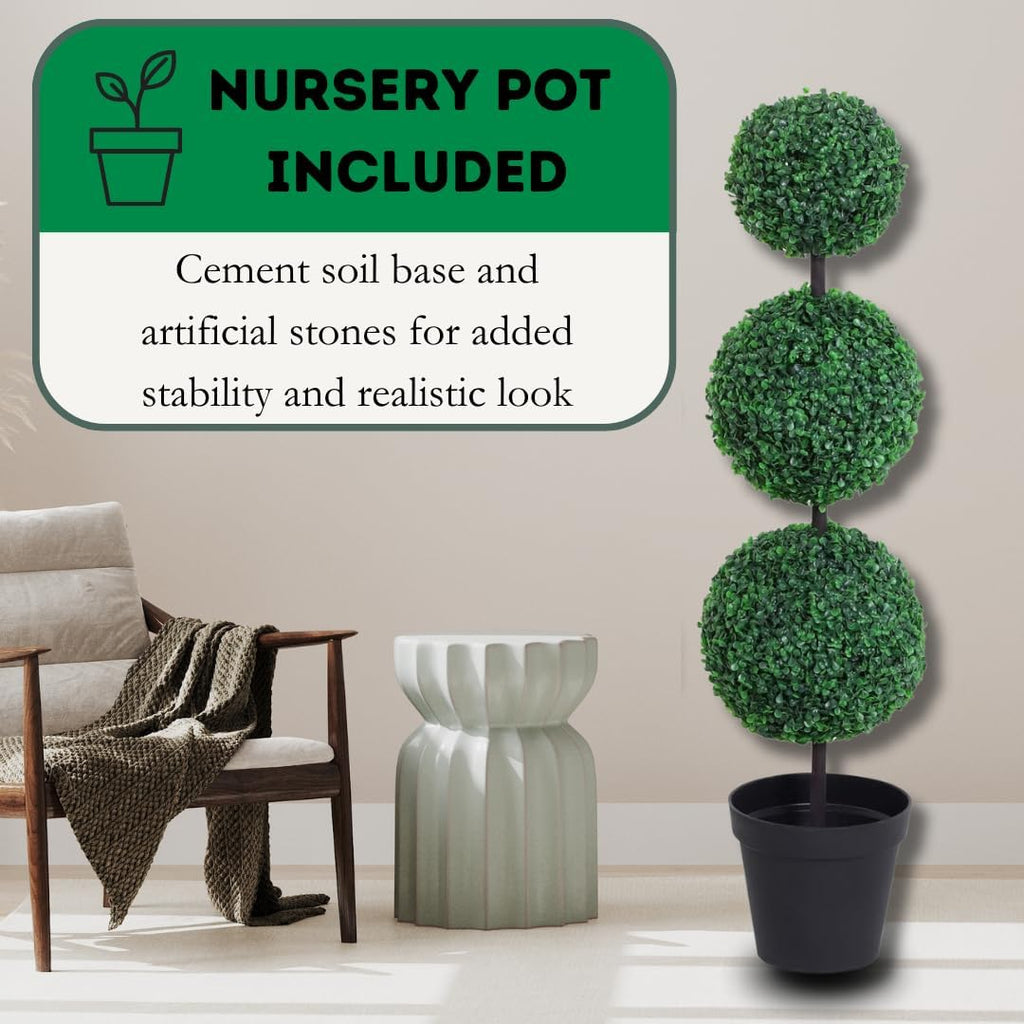 Lot de 2 arbres topiaires artificiels en pots Résistants aux intempéries 80 cm