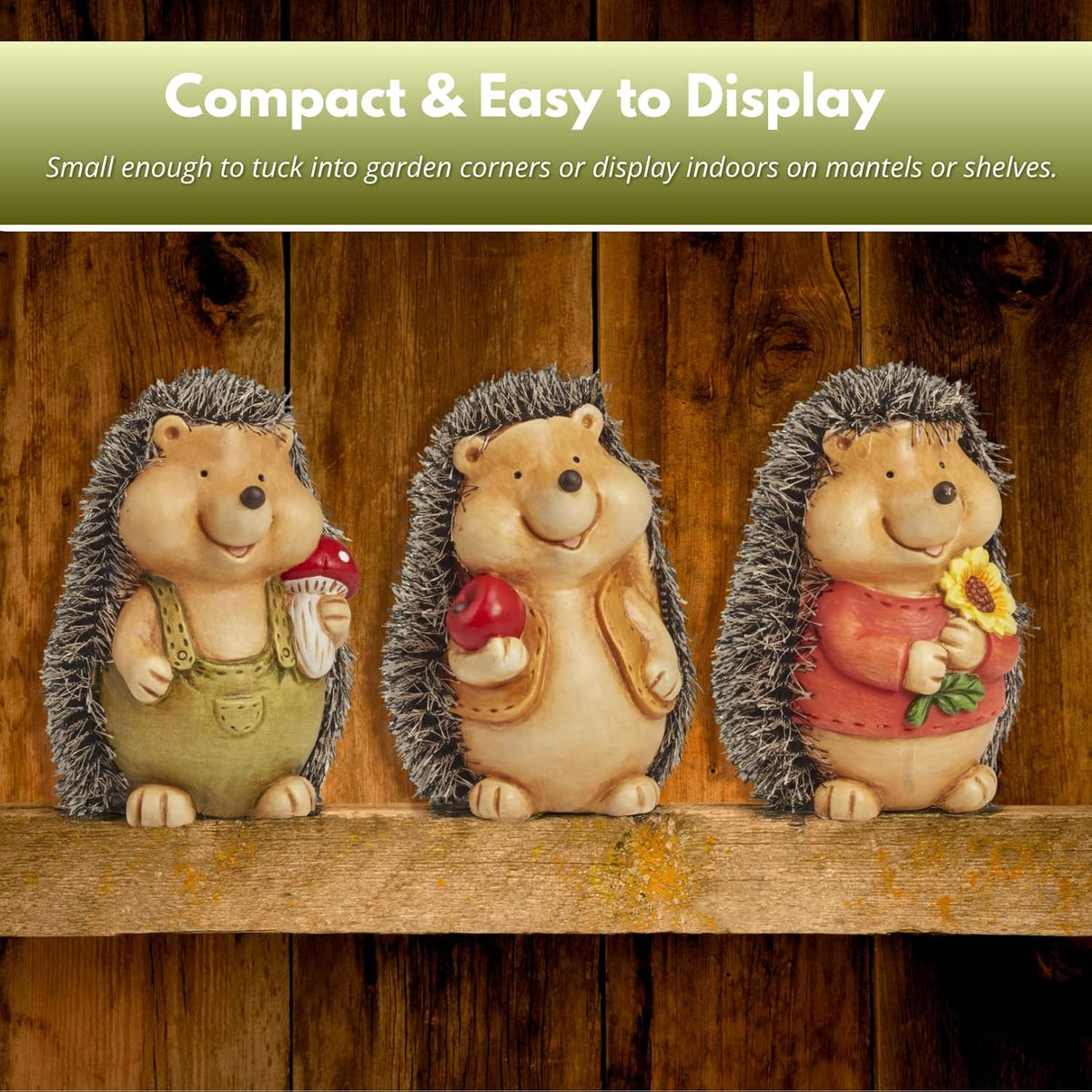 Lot de 3 décorations de jardin bébé hérisson figurines d'animaux en résine étanches